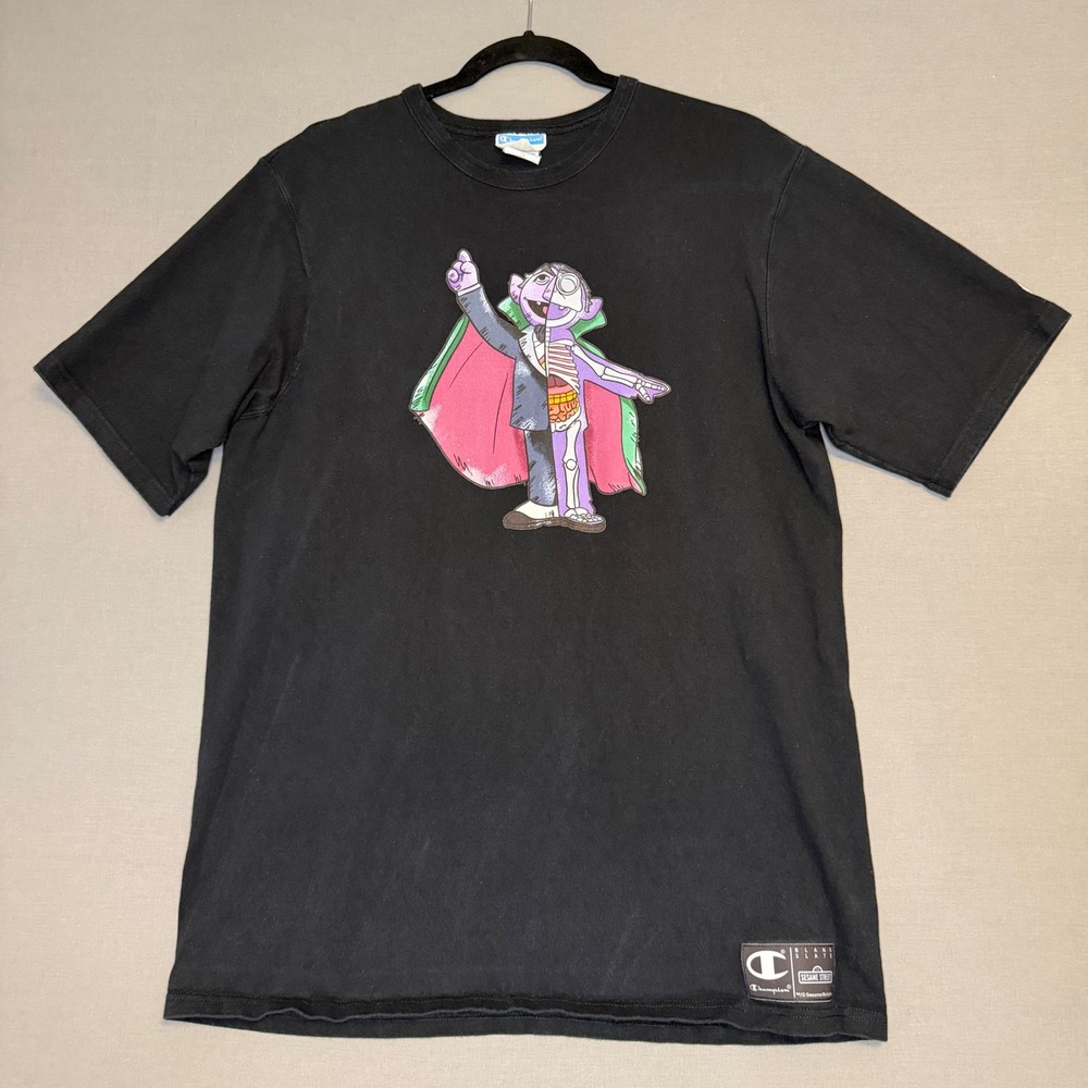 Champion Sesame Street The Count Anatomy Skeleton T-Shirt Black Men's XL BKC